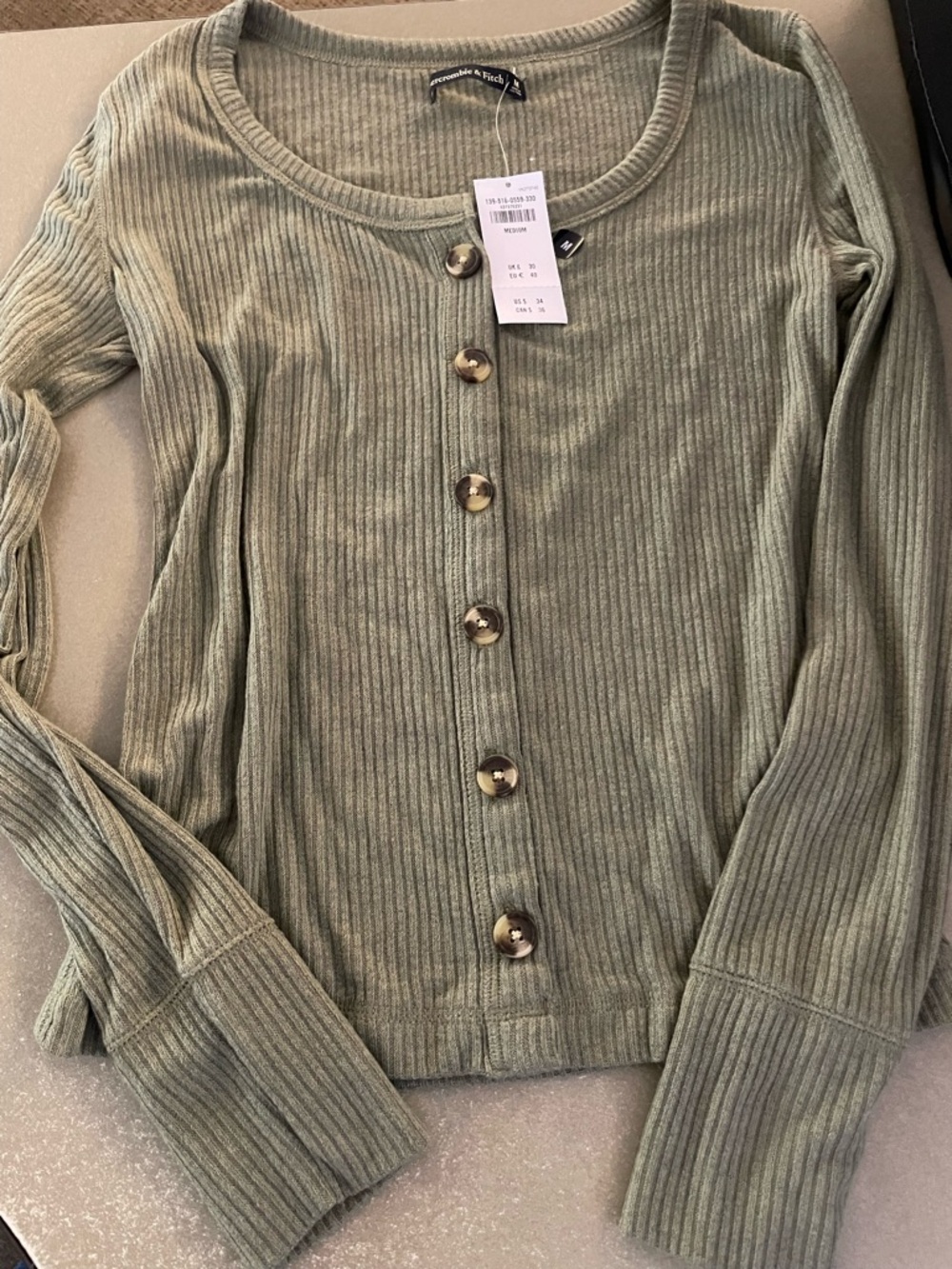 Abercrombie & Fitch Olive Green Ribbed long sleeve